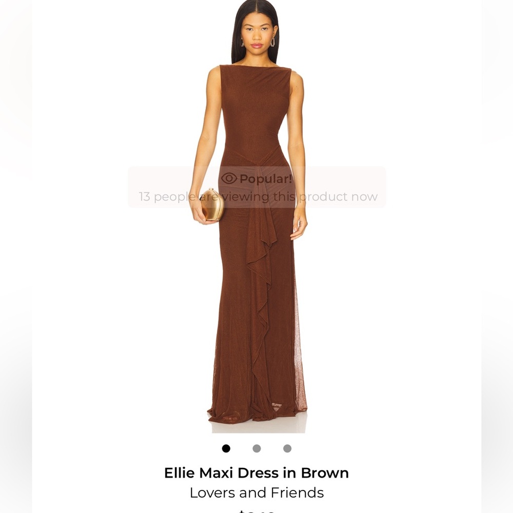 Lovers + Friends Ellie Ruffled Maxi Dress in Brown